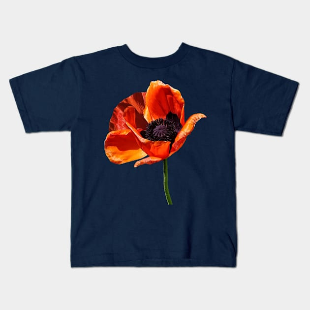 Red Poppy in Sunshine Kids T-Shirt by SusanSavad